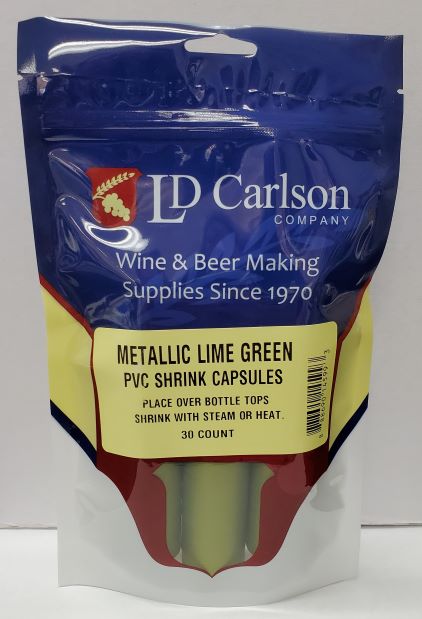 PVC Shrink Capsules – Metallic Lime Green (Bag of 30)