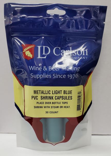 PVC Shrink Capsules - Metallic Light Blue (Bag of 30)