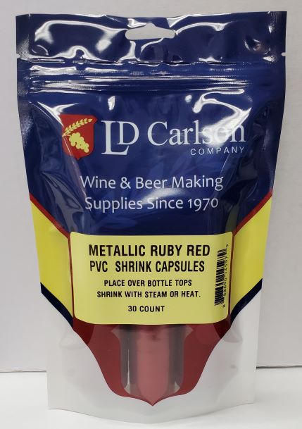 PVC Shrink Capsules – Metallic Ruby Red (Bag of 30)
