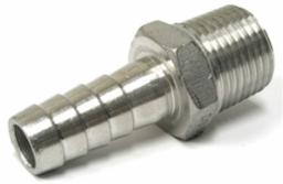 3/8" Barbed Hose Fitting x 1/2" Male NPT, Stainless Steel