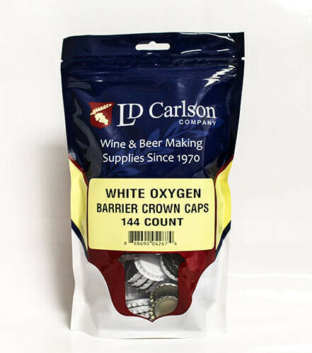 Crown Caps with Oxygen Barrier, Bag of 144 – White