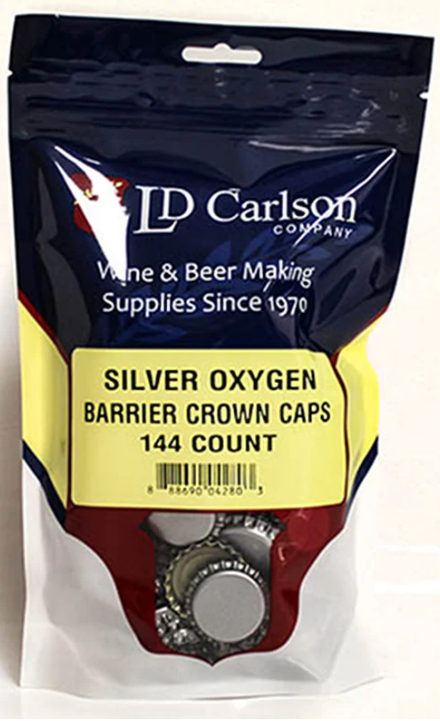 Crown Caps with Oxygen Barrier, Bag of 144 – Silver