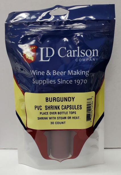 PVC Shrink Capsules - Burgundy (Bag of 30)