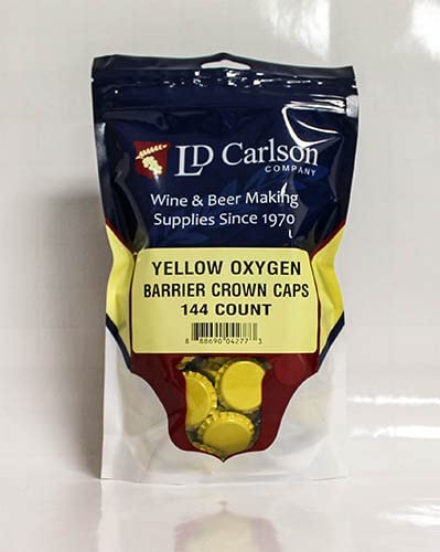 Crown Caps with Oxygen Barrier, Bag of 144 – Yellow