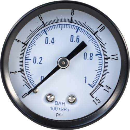 Gauge, Low Pressure 0-15psi (Back Mount)