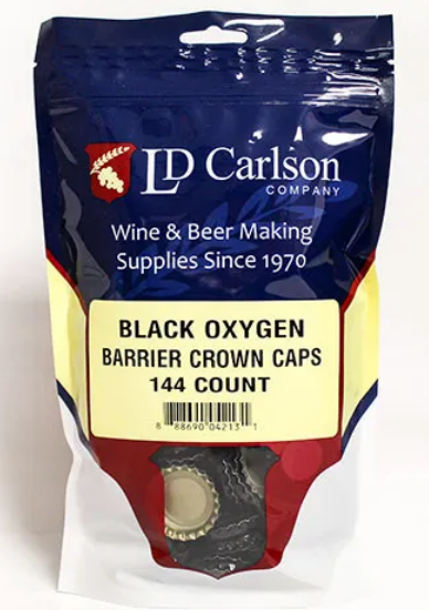 Crown Caps with Oxygen Barrier, Bag of 144 - Black